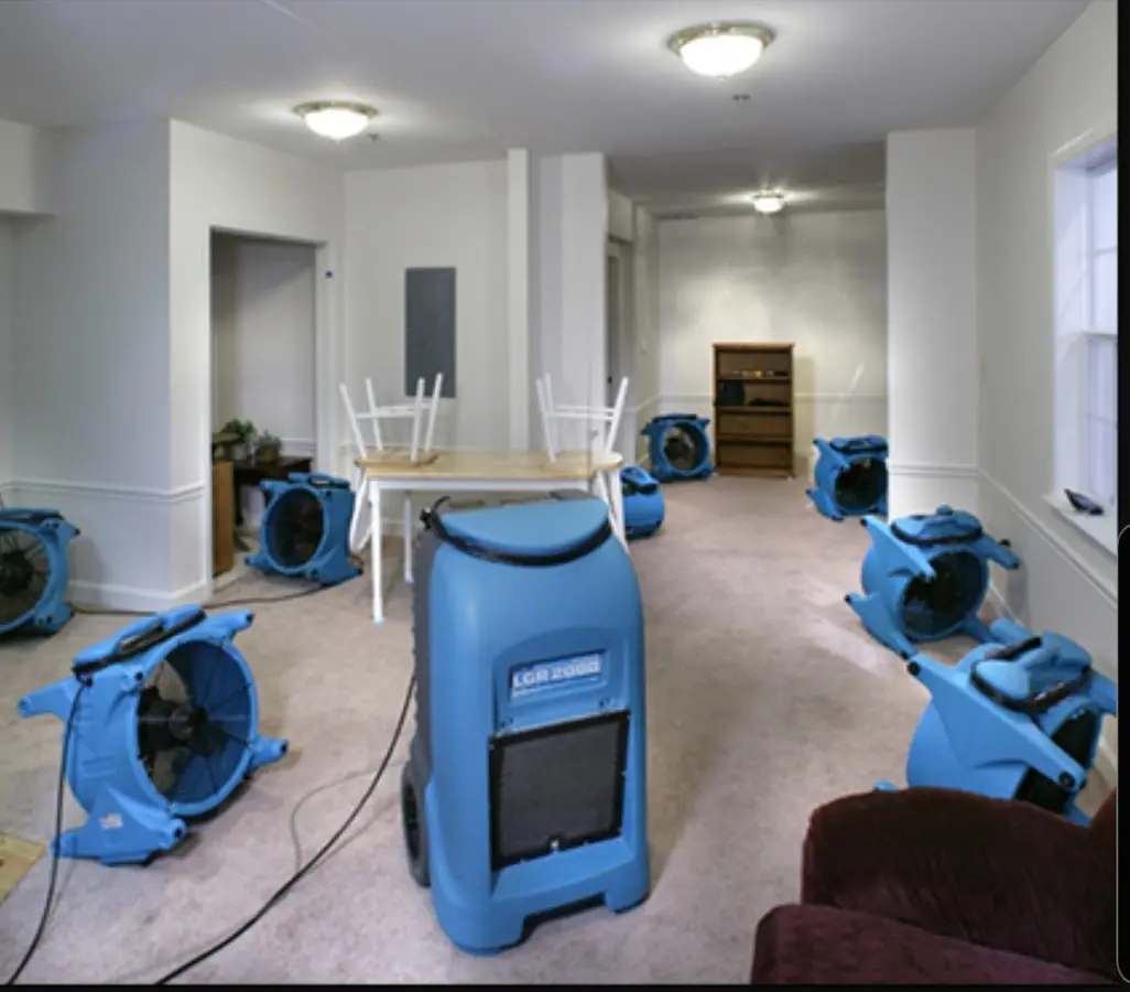 Air movers and dehumidifier setup for Water Extraction & Removal in Jordan