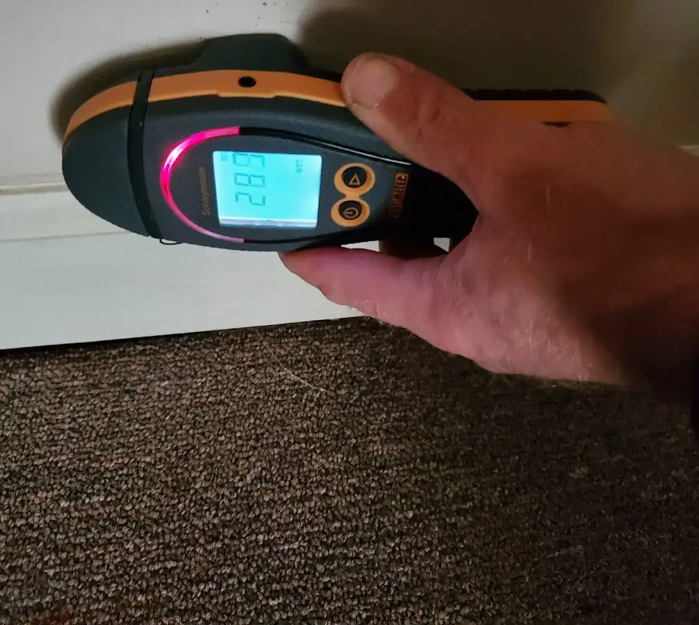 Moisture detection at baseboard during Burst Pipe Cleanup in Jordan