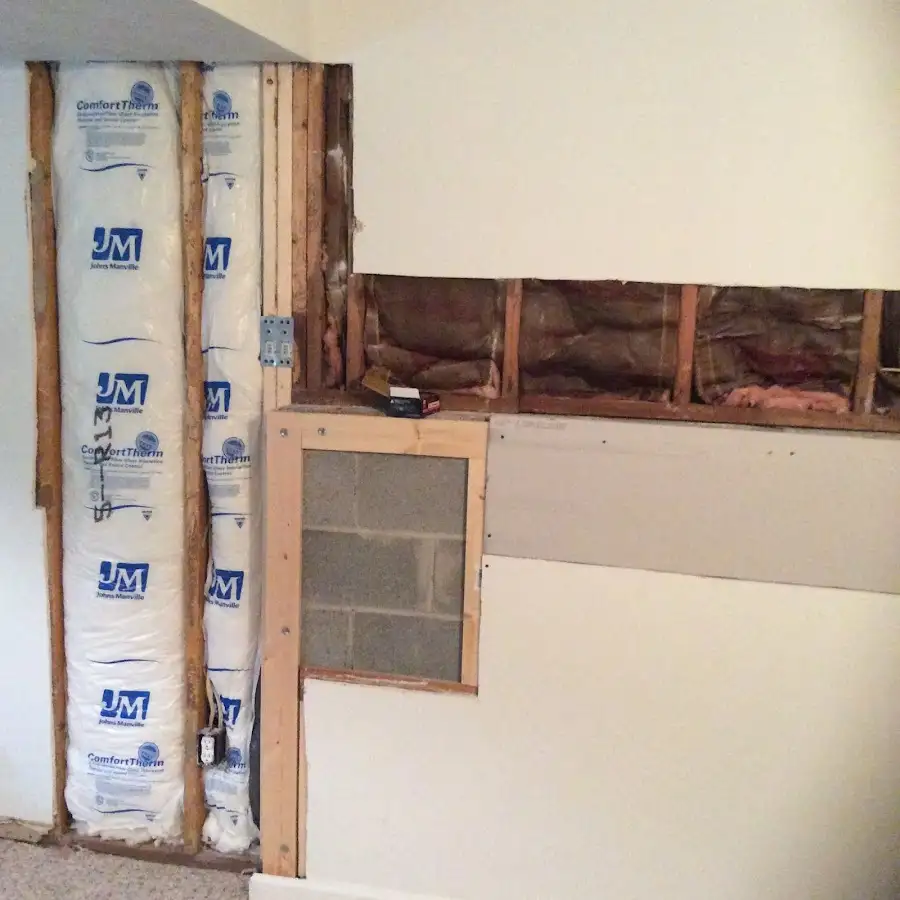 Wall insulation replacement during Basement Flood Cleanup in Jordan